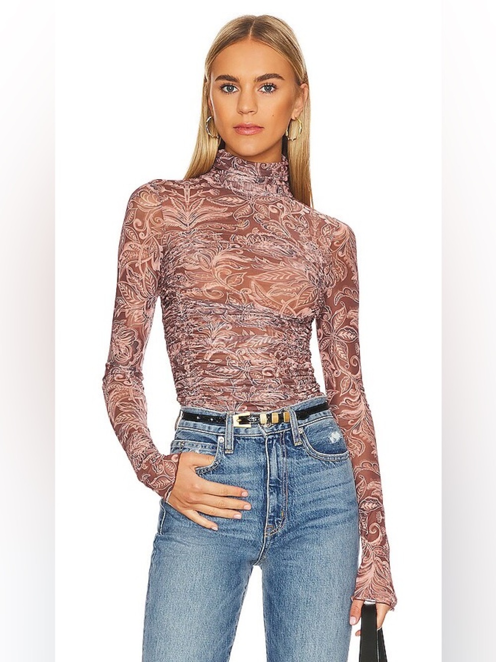 FREE PEOPLE Under It All Printed Bodysuit in Rust Combo XS